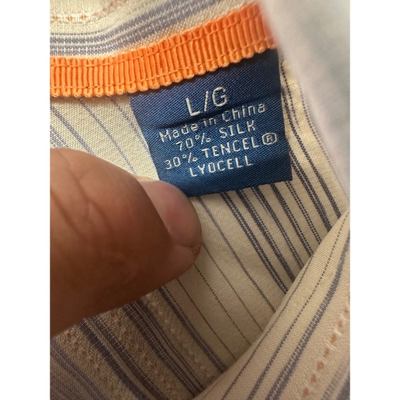 Tommy Bahama Men's Large Silk Blend Short Sleeve Button Front Shirt Blue Stripe - Picture 4 of 5